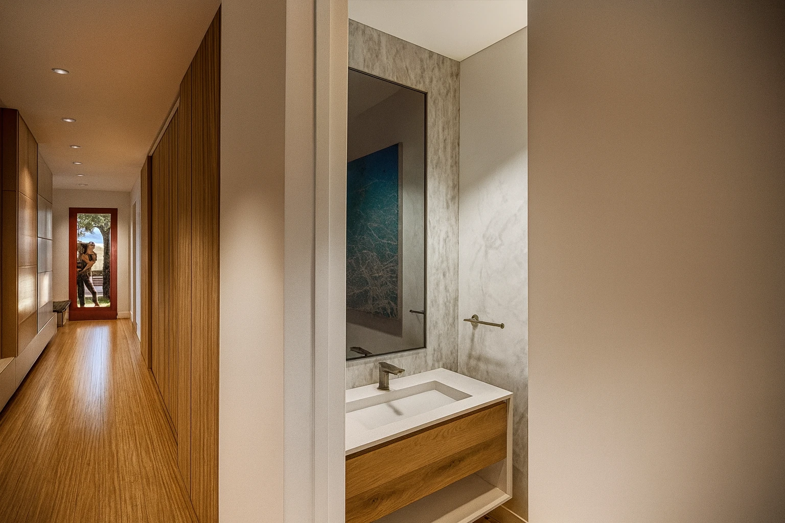 Mountain View House — Hall and Powder Room – New residential design