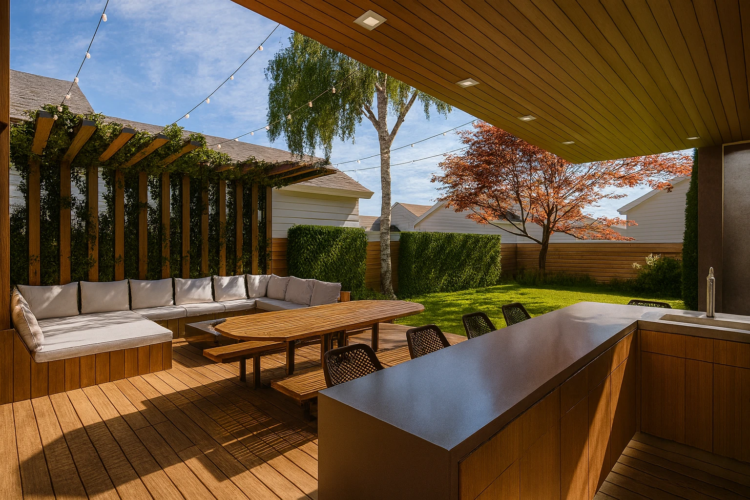 Mountain View House — Backyard Deck Trellis – New residential design
